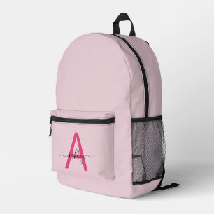 Hot Pink Monogram Girl's Back to School Printed Backpack