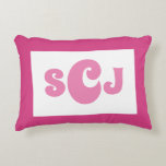 Hot Pink Monogram Girly Decorative Cushion<br><div class="desc">Add a pop of colour and personal touch to your living space with our Hot Pink Monogram Girly Accent Pillow. This pillow features a stylish hot pink colour and a chic monogram design that adds a touch of elegance to any room. Whether you're looking to spruce up your bedroom, living...</div>