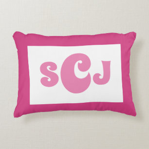 Hot Pink Monogram Girly Decorative Cushion