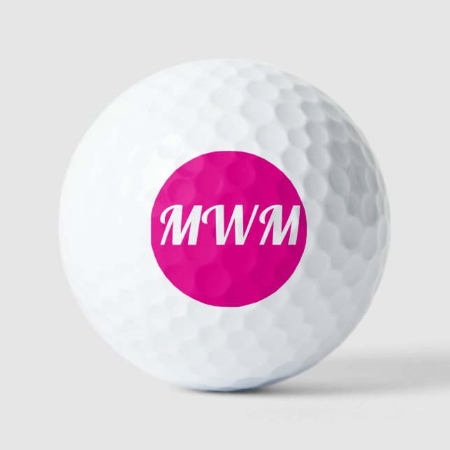 Hot Pink Monogram Golf Ball (Front)