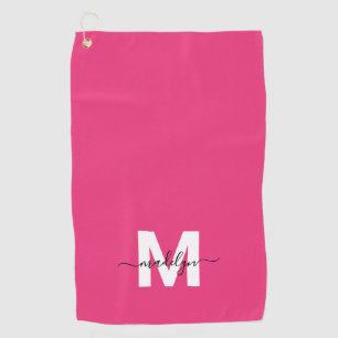 Hot Pink Monogram Golf Towel