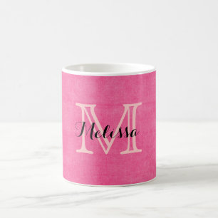 Hot Pink Monogram Initial Rustic Mug
