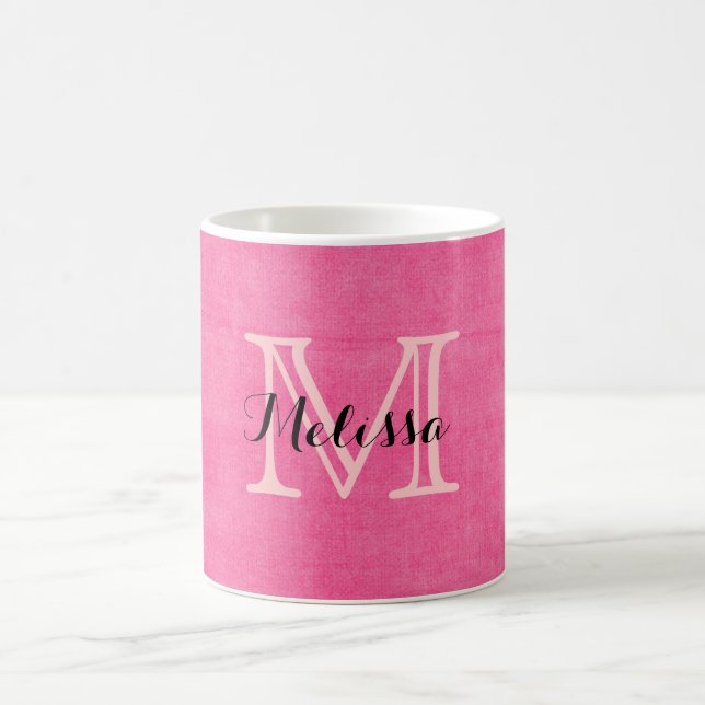Hot Pink Monogram Initial Rustic Mug (Center)