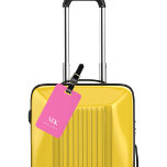 Hot pink monogram initials luggage tag<br><div class="desc">A girly hot pink coloured background. Personalise and add your monogram letters and full name on the front. Your contact information on the back.</div>