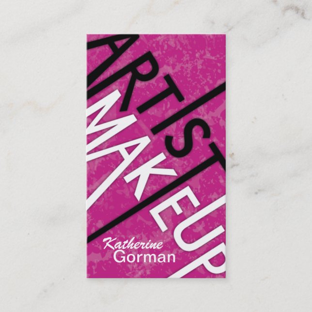 Hot PInk Monogram Makeup Artist Business Cards (Front)