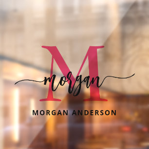 Hot Pink Monogram Name Business Corporate