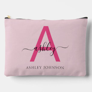 Hot Pink Monogram Name Girl's Script Accessory Pouch