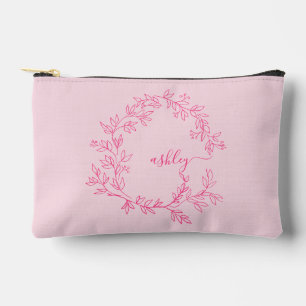 Hot Pink Monogram Name Girl's Script Accessory Pouch