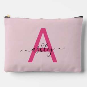 Hot Pink Monogram Name Girl's Script Accessory Pouch
