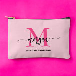 Hot Pink Monogram Name Girl's Script  Accessory Pouch<br><div class="desc">Organise your essentials in style with our Hot Pink Monogram Name Girl's Script Accessory Pouch! Featuring a bold hot pink design, this pouch is personalised with your name in an elegant script font for a chic, custom touch. Perfect for storing cosmetics, stationery, or small accessories, it combines practicality with flair....</div>