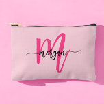 Hot Pink Monogram Name Girl's Script  Accessory Pouch<br><div class="desc">Organise your essentials in style with our Hot Pink Monogram Name Girl's Script Accessory Pouch! Featuring a bold hot pink design, this pouch is personalised with your name in an elegant script font for a chic, custom touch. Perfect for storing cosmetics, stationery, or small accessories, it combines practicality with flair....</div>