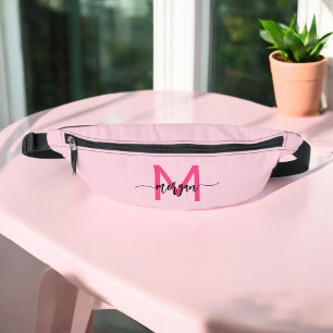 Hot Pink Monogram Name Girl's Script Bum Bags