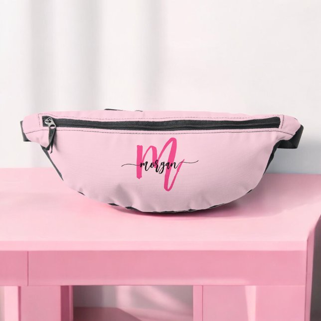 Hot Pink Monogram Name Girl's Script  Bum Bags (Creator Uploaded)