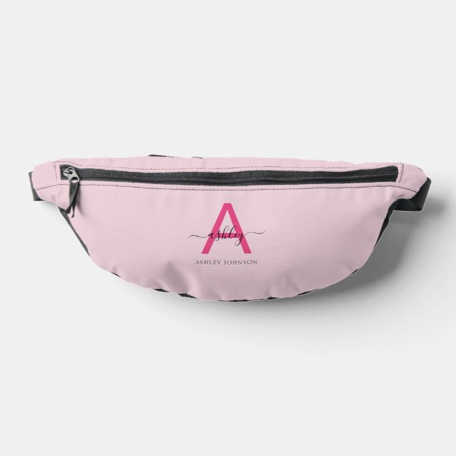 Hot Pink Monogram Name Girl's Script Bum Bags (Lay Down)