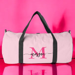 Hot Pink Monogram Name Girl's Script Sports Duffle Bag<br><div class="desc">Elevate your game with our Hot Pink Monogram Name Girl's Script Sports Duffle Bag! Featuring a vibrant hot pink design, this duffle bag is personalised with your name in an elegant script font for a custom touch. Ideal for sports, gym sessions, or travel, it offers ample space and durable construction...</div>