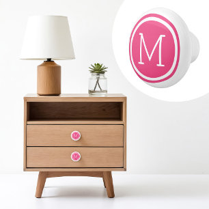 Hot Pink Monogram Personalised Drawer Knob