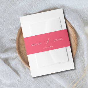 Hot Pink Monogram Wedding Invitation Belly Band