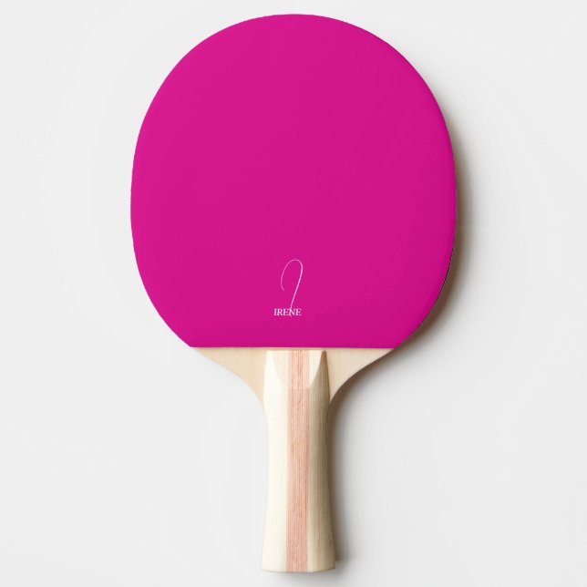Hot Pink Monogrammed Ping Pong Paddle (Front)