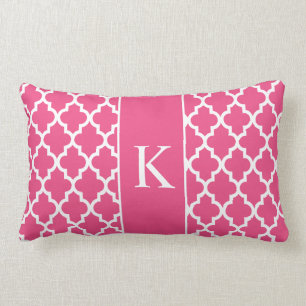 Hot Pink Moroccan Custom Monogram Lumbar Cushion