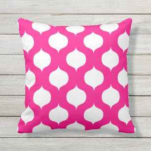 Hot Pink Moroccan Pattern Outdoor Pillows