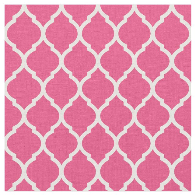Hot Pink Moroccan Quatrefoil Fabric (Close Up)