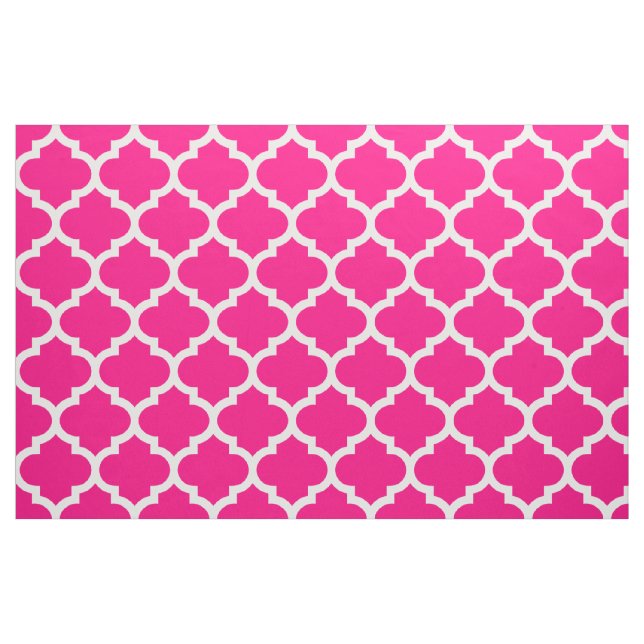 Hot Pink Moroccan Quatrefoil Trellis Fabric (Fat Quarter)