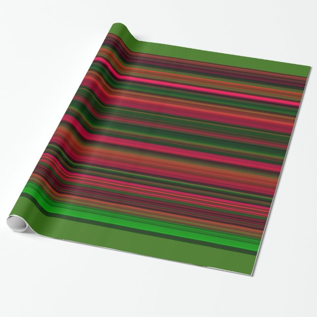 Hot pink multi colour striped design wrapping paper (Unrolled)