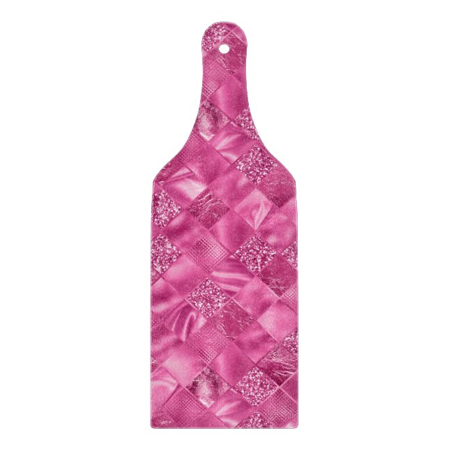 Hot Pink Multi-Texture Square Weave Pattern Cutting Board (Front)