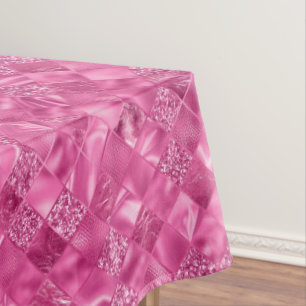 Hot Pink Multi-Texture Square Weave Pattern Tablecloth