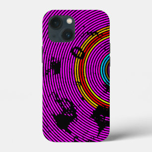 Hot Pink Multicolor Vinyl Disc Texture Pattern iPhone Case