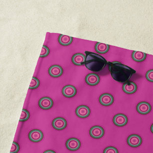 Hot Pink Multicolored Circular Dot Pattern Beach Towel