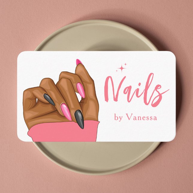 Hot Pink Nail Artist Salon Qr Code Business Card (Creator Uploaded)