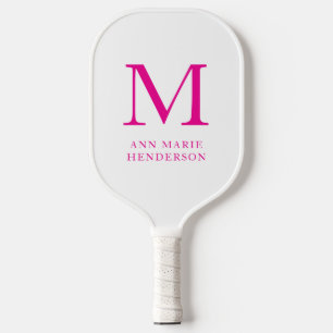 Hot Pink Name and Monogram Pickleball Paddle