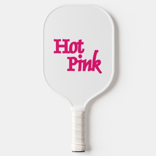 Hot Pink name white pickleball paddle (Front)