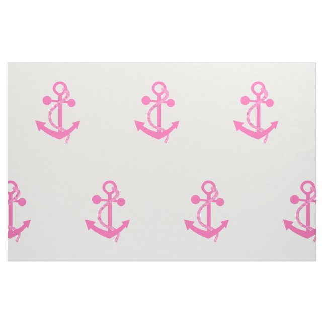 Hot Pink Nautical Anchor Fabric (Yard)