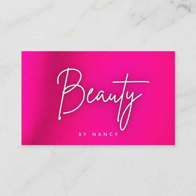 Hot Pink Neon Beauty Salon Business Card (Front)