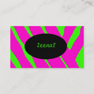 Hot Pink Neon Green Zebra Fashion Business Cards