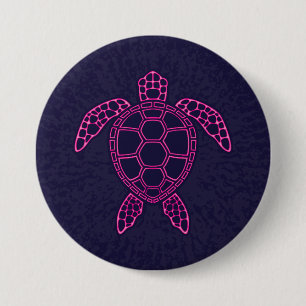Hot Pink Neon Lava Sea Turtle Design 7.5 Cm Round Badge