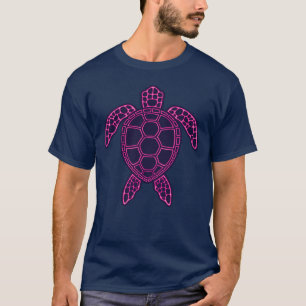 Hot Pink Neon Lava Sea Turtle Design T-Shirt