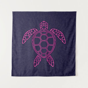 Hot Pink Neon Lava Sea Turtle Design Tapestry