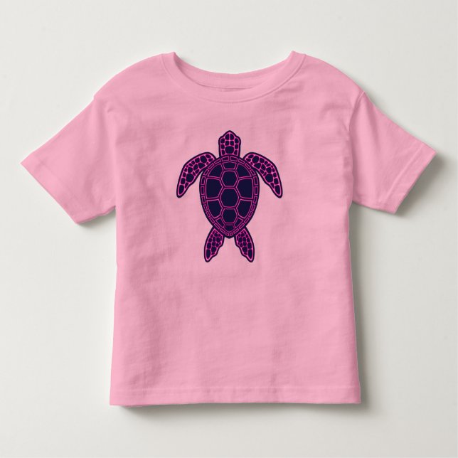 Hot Pink Neon Lava Sea Turtle Design Toddler T-Shirt (Front)