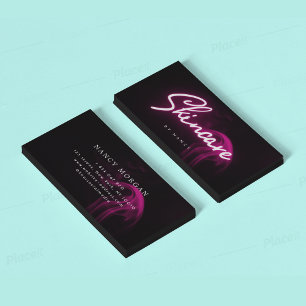Hot Pink Neon & Smoke Skincare Handwritten Script  Business Card