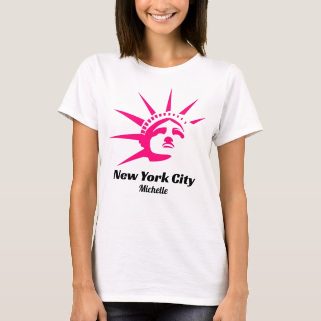 Hot Pink New York City Bachelorette Party T-Shirt (Front)