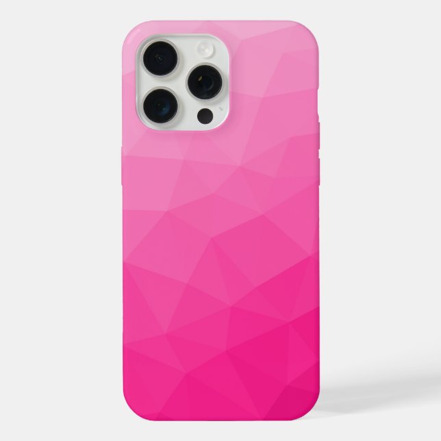 Hot pink ombre gradient geometric mesh pattern iPhone case (Back)