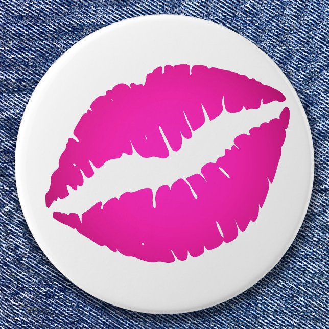Hot Pink Ombre Kiss 7.5 Cm Round Badge (Hot Pink Kiss Stain Button)