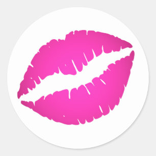 Hot Pink Ombre Lipstick Kiss Classic Round Sticker