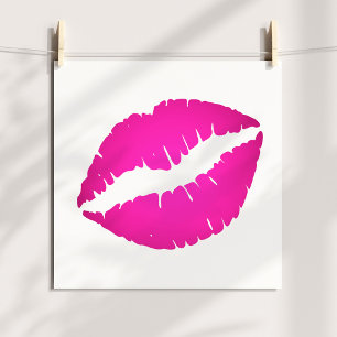Hot Pink Ombre Lipstick Kiss Poster