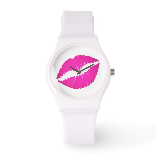 Hot Pink Ombre Lipstick Kiss Watch (Front)