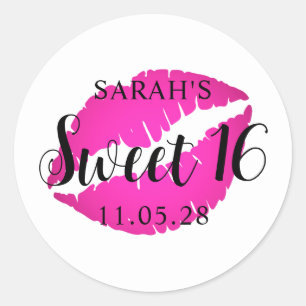 Hot Pink Ombre Lipstick Sweet 16 Classic Round Sticker