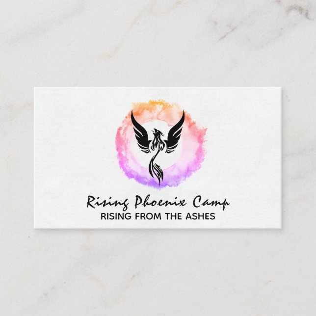 *~* Hot Pink Ombre Ring of Fire Black Phoenix Business Card (Front)